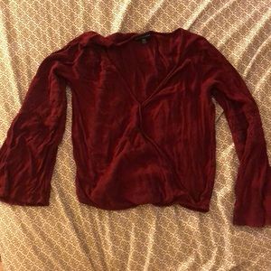 Maroon, flowy blouse from American Eagle